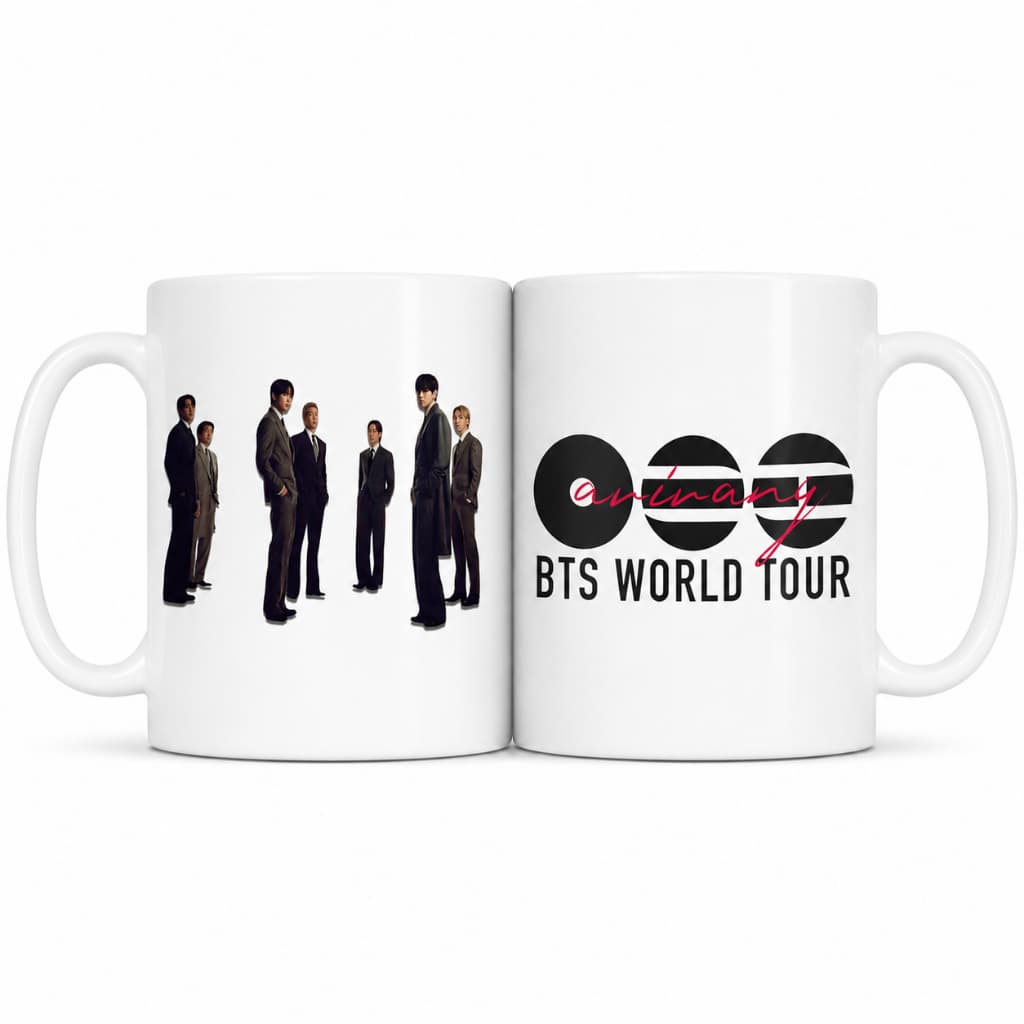 Caneca BTS World Tour Arirang 325ml Cerâmica Premium Presente Kpop Army Colecionável