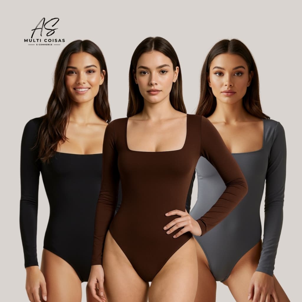 Body Manga Longa Gola Quadrada Inverno