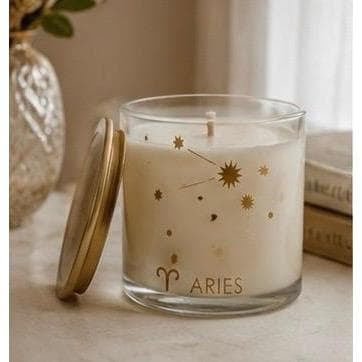 Vela Aromática 180g Cera de Coco | Presente Signo Aries | Coleção Zodíaco Lumelis