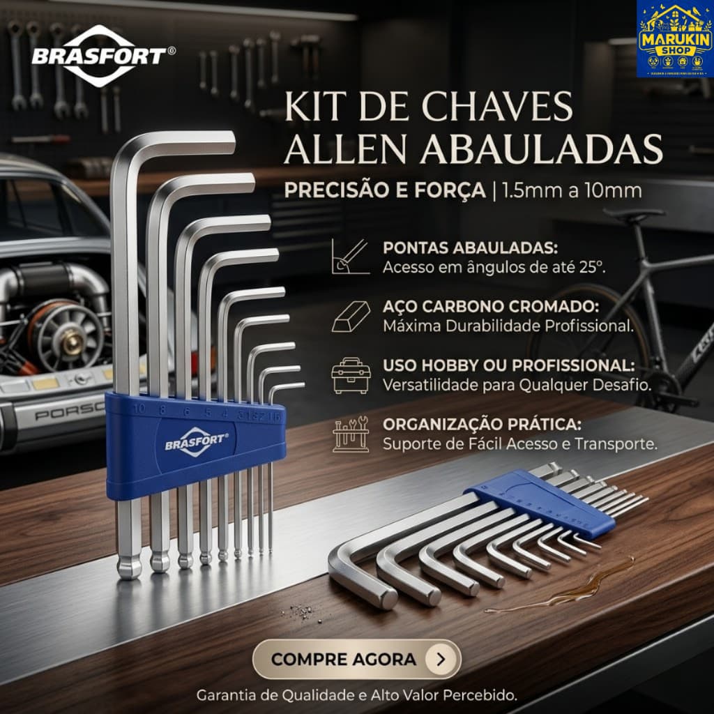 JOGO CHAVE ALLEN ABAOLADA KIT DE CHAVE ALLEN LONGA KIT DE CHAVE HEXAGONAL LONGA ABAOLADA 9 PEÇAS