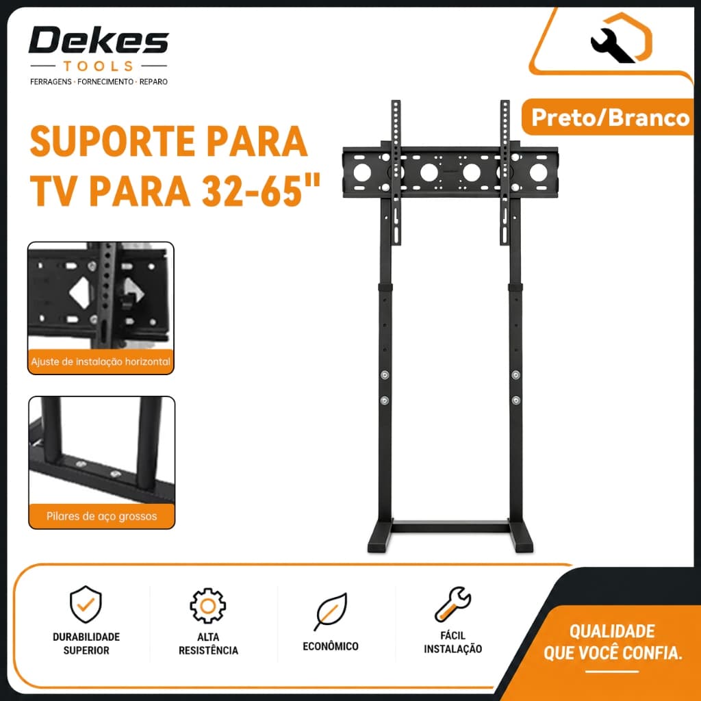 Dekes Suporte de TV de Chão Robusto para 32 a 65 Polegadas com Parafusos de Fixação