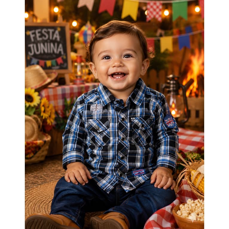 Camisa Xadrez Bebe Blusa Festa Junina Infantil Arraia