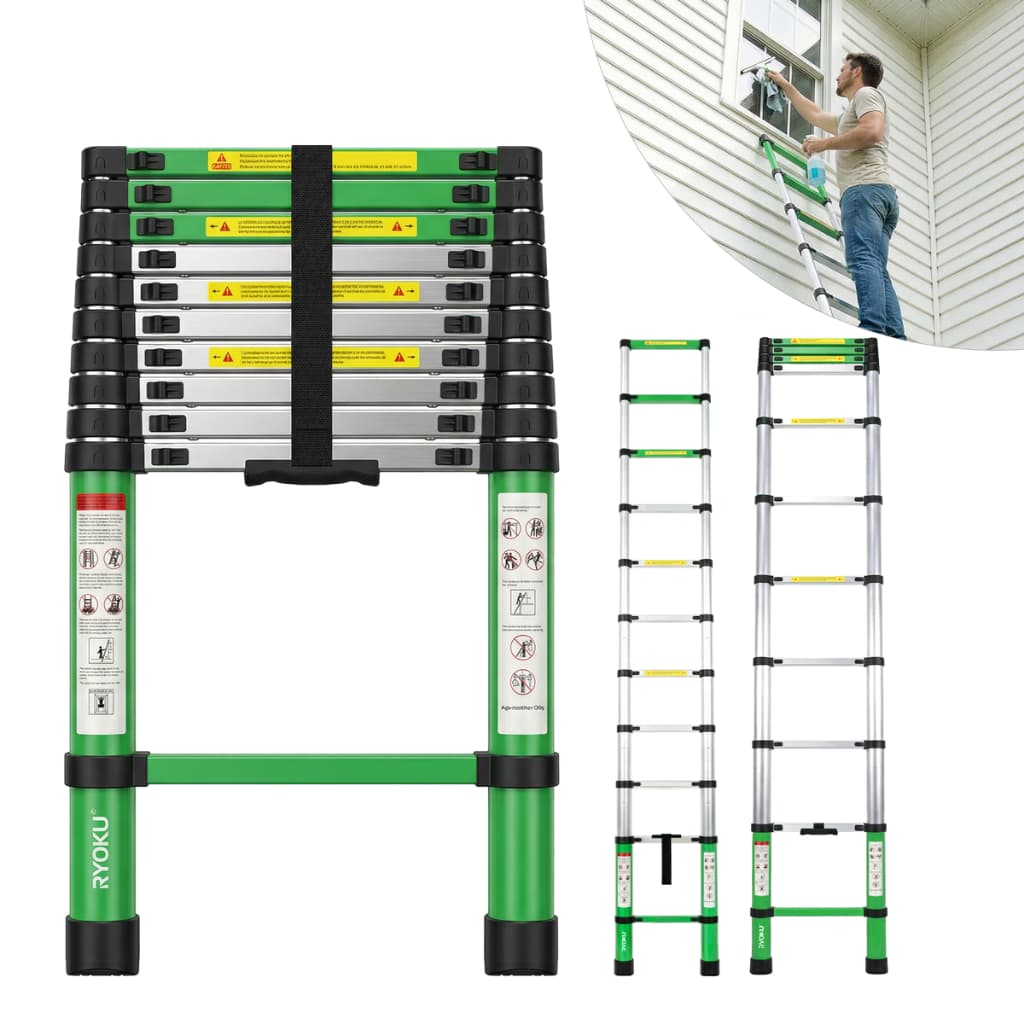 Escada Telescópica Alumínio RYOKU Extensível Dobrável 2,7M 4,3M 150kg Multiuso