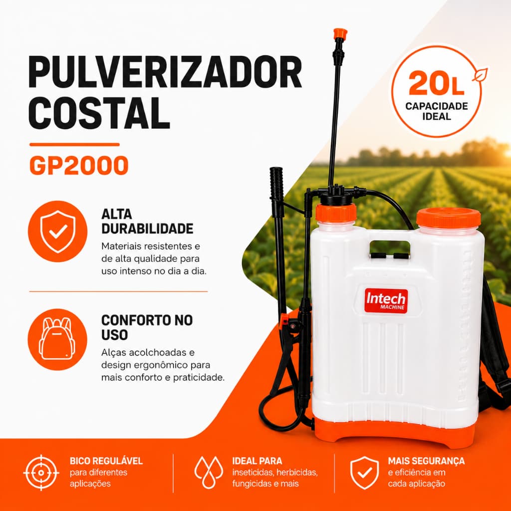 Pulverizador Costal GPE2000 Pulverizador Agrícola 20L Manual Pulverizador de Pressão Profissional