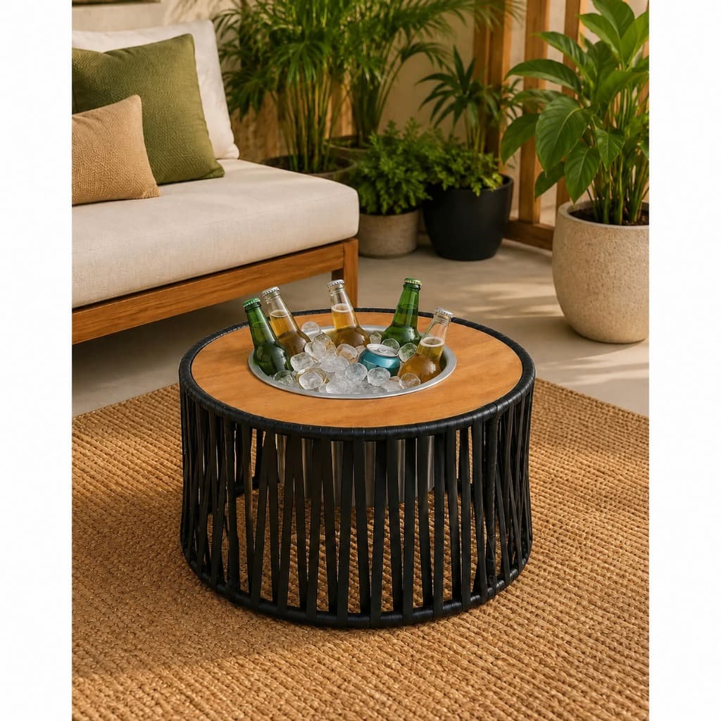 Champanheira Divã Junco Sintético Balde Gelo Área Gourmet Piscina Varanda Terraço Vesrsátil