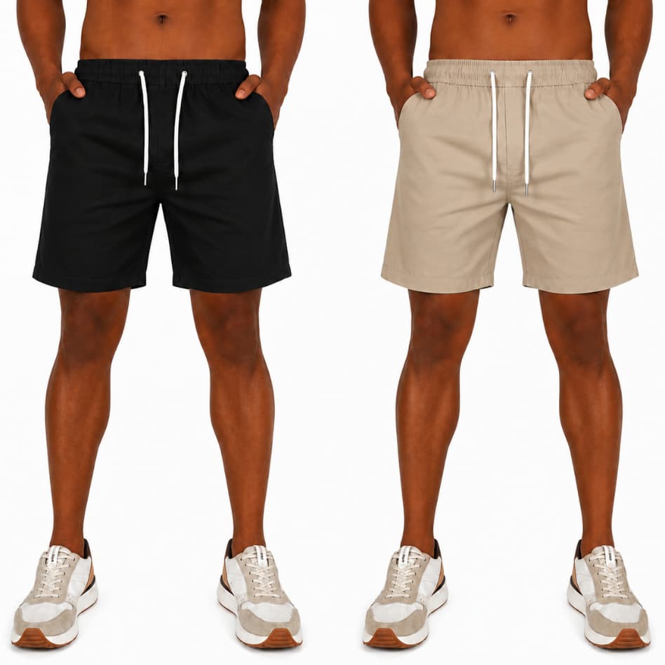 Kit 2 Short Mauricinho Sarja Masculino Bermuda Brim Masculina Logo Bordado | Várias Cores | Envio Imediato
