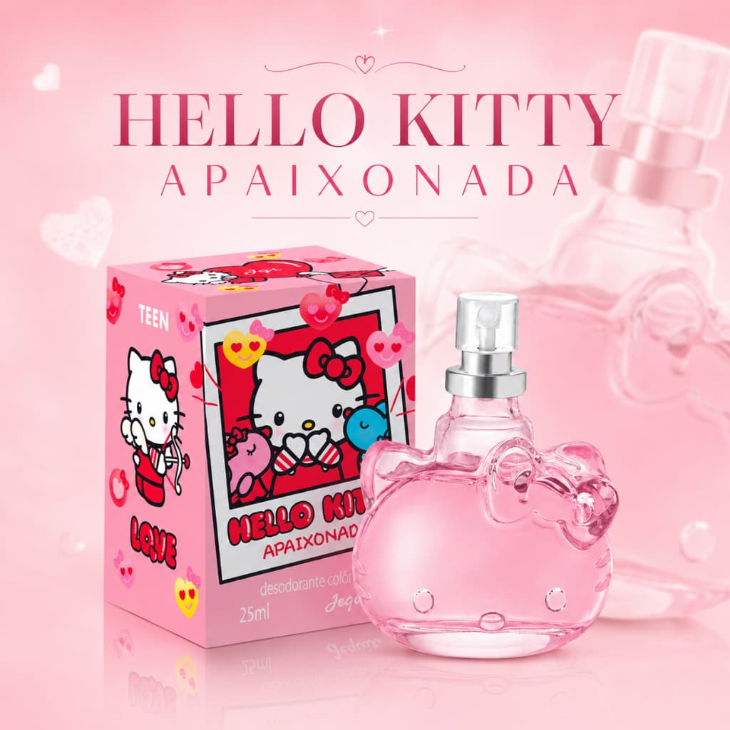 Perfume Hello Kitty Apaixonada Jequiti 25ml Colônia Feminina Doce e Delicada