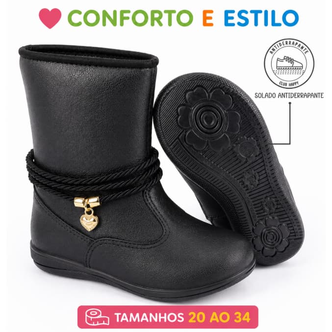 Bota Infantil Feminina Boiadeira Botinha Feminina Club Happy