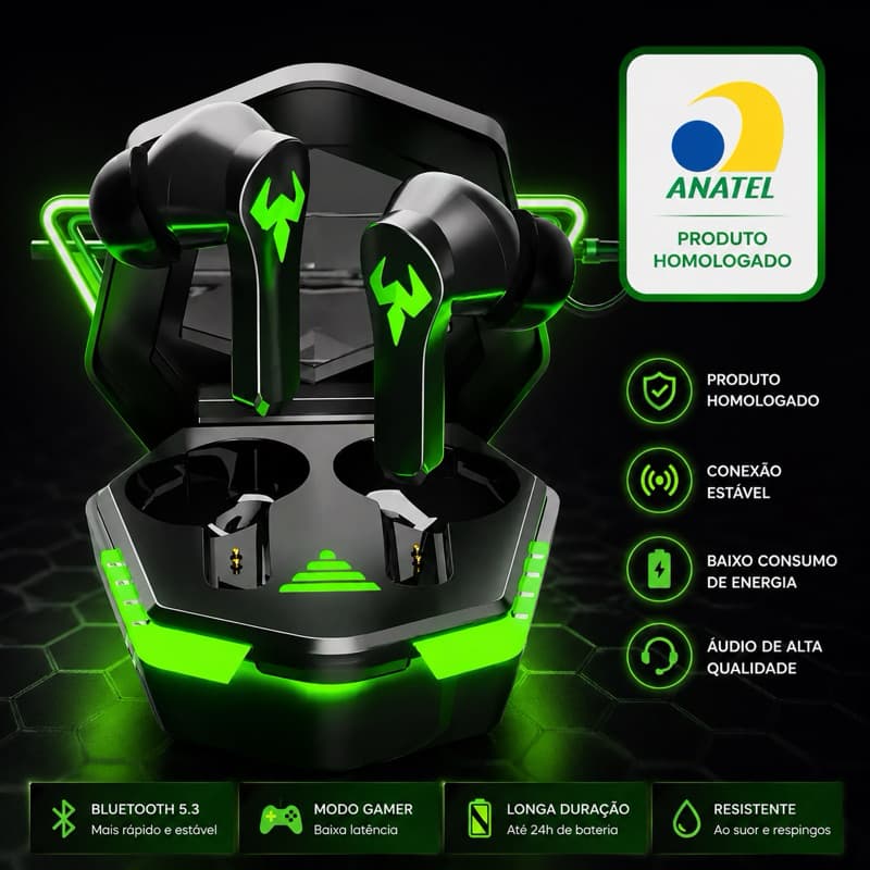 N35 W11 TWS Fone De Ouvido Bluetooth 5.2 Gamer Dual Mode Comutável 8D Música Estéreo Jogo Com Microfone +9h de BATERIA