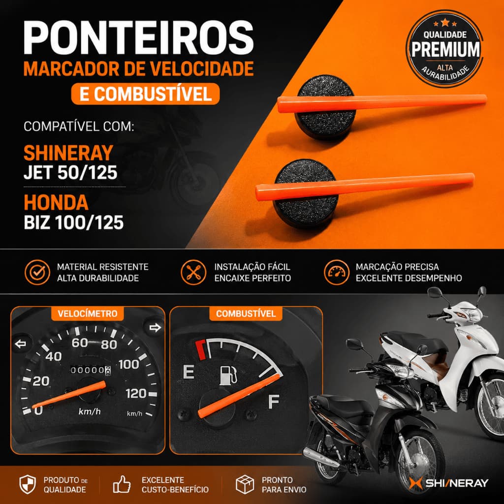 Ponteiro Marcador de velocidade + Combustivel Shineray Jet 50/125 Biz