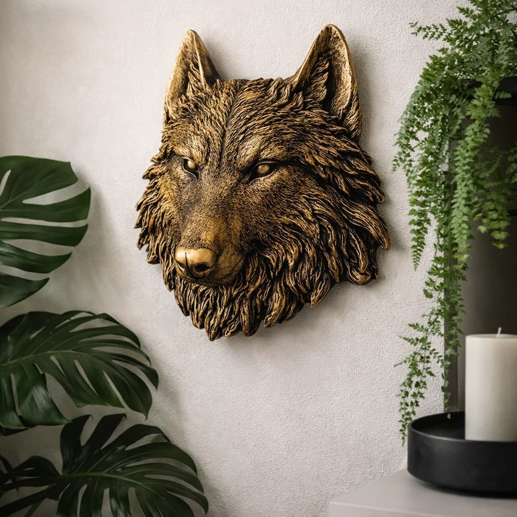 Escultura Cabeça de Lobo 3D Super Realista Para Parede Envio Para Todo Brasil