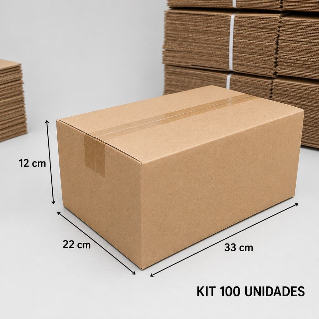 100 Caixas de Papelão 33x22x12 para Embalagem e Transporte de Produtos Correio E-commerce