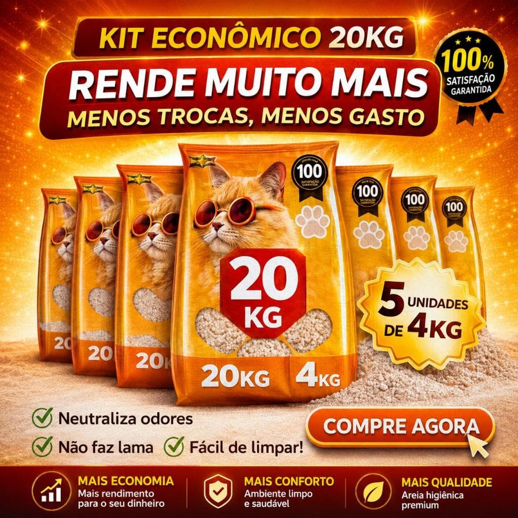 Areia Higiênica Star Pop Argipet para Gatos – Alta Absorção e Controle de Odor