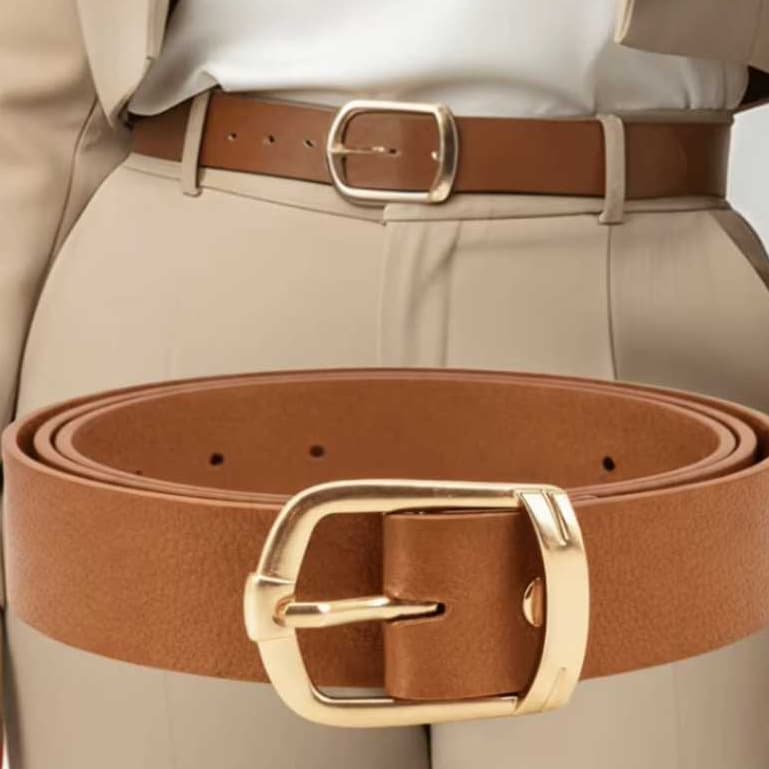 Cinto Feminino Fivela Dourado da Moda  2cm Largura Casual