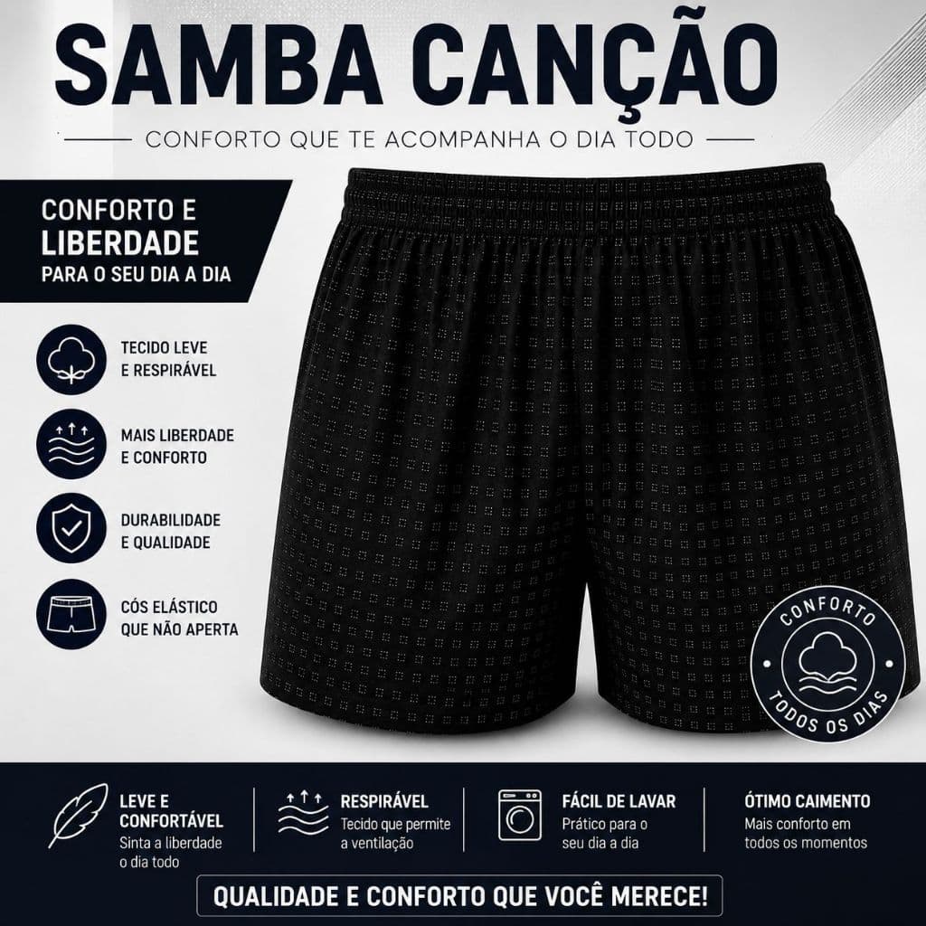 Cueca Samba Canção Masculina Conforto Premium