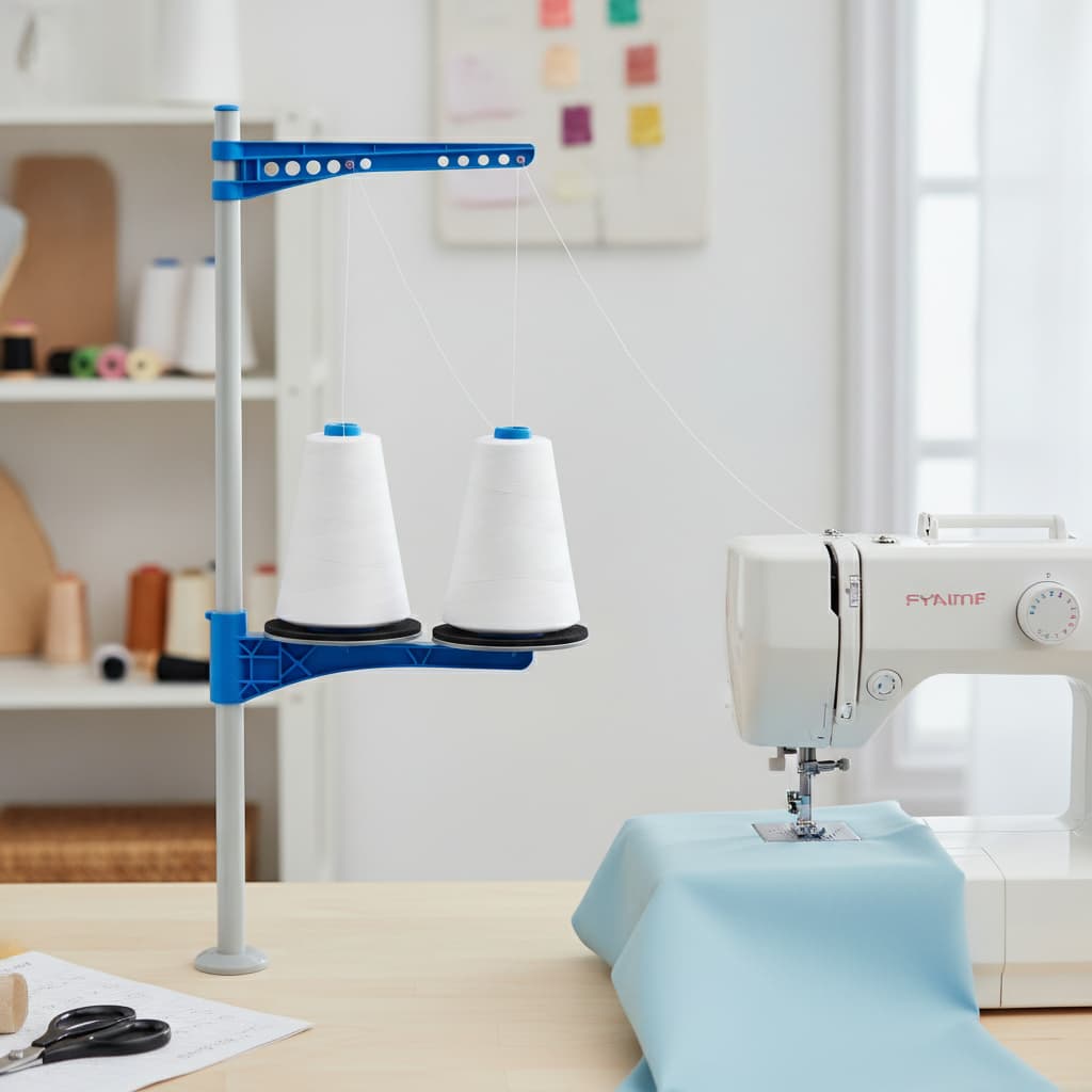 Porta Fio 2 Cones Azul para Organização de Linhas e Costura Criativa Suporte Universal para Máquina