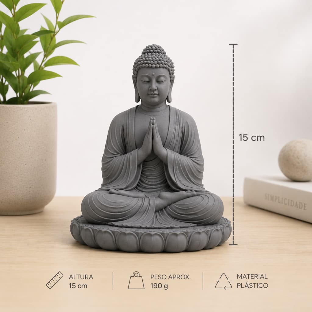 ESCULTURA BUDA DECORATIVO REZANDO MEDITAÇÃO FÉ - ENFEITE DECORAÇÃO