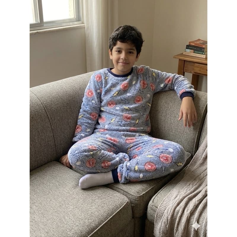 Conjunto Pijama Infantil Menino Menina Inverno Estampas Variadas Divertidas Para o  dias Frios Super Macio e quentinhos.