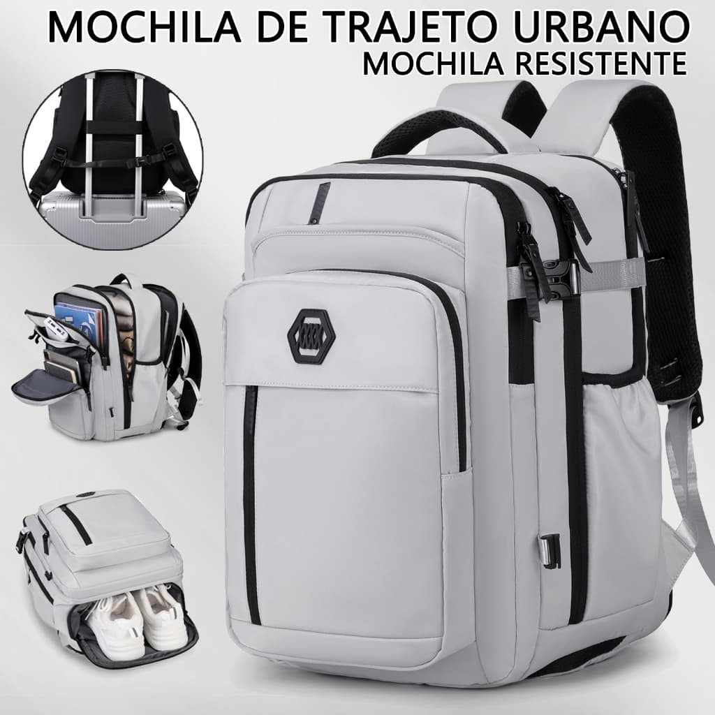 Mochila executiva para notebook, reforçada para viagem, impermeável unissex para deslocamento diário.