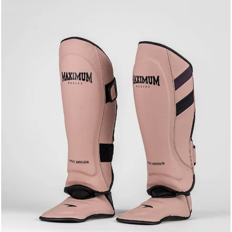 Caneleira de Muay Thai e Kickboxing Bege Detalhes Roxo