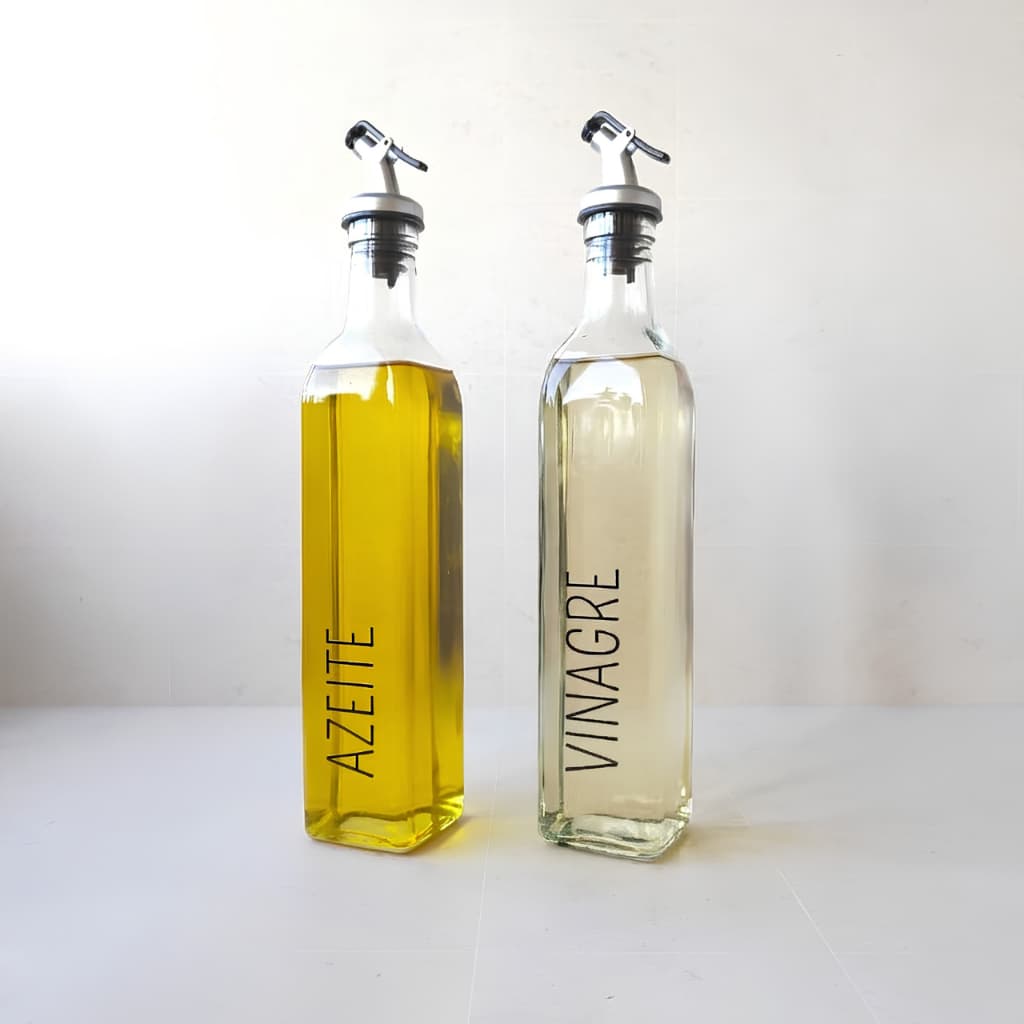 Kit com 2 Galheteiro Vidro Porta Azeite Óleo Vinagre 500ml Dosador Garrafa Borrifador Personalizado