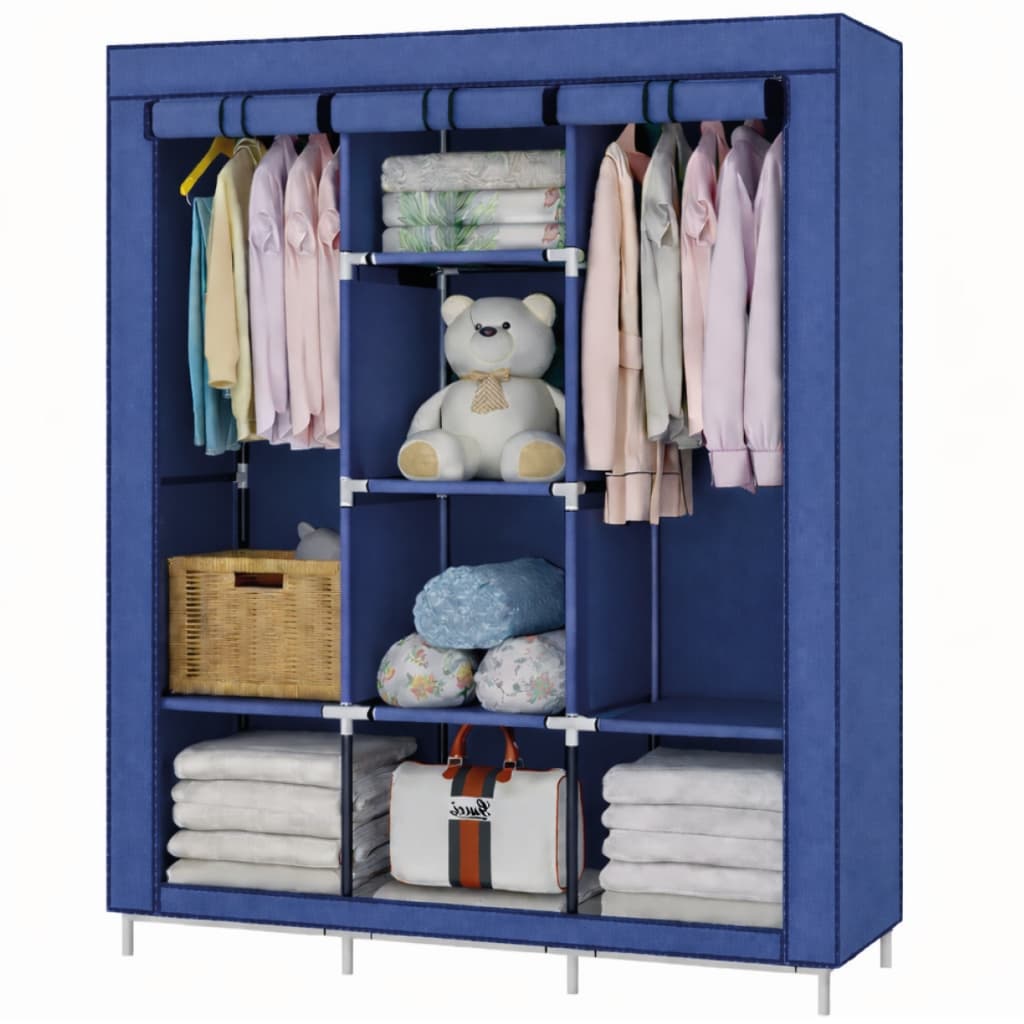Guarda Roupa Dobrável Organizador De Roupas Portátil Multiuso Armário Organizador 8 Divisórias | AZUL