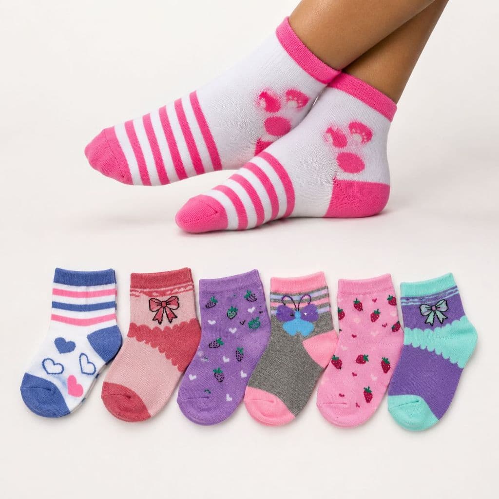 Kit Ate 12 Pares Meias Infantil Menina Confortável Estampadas