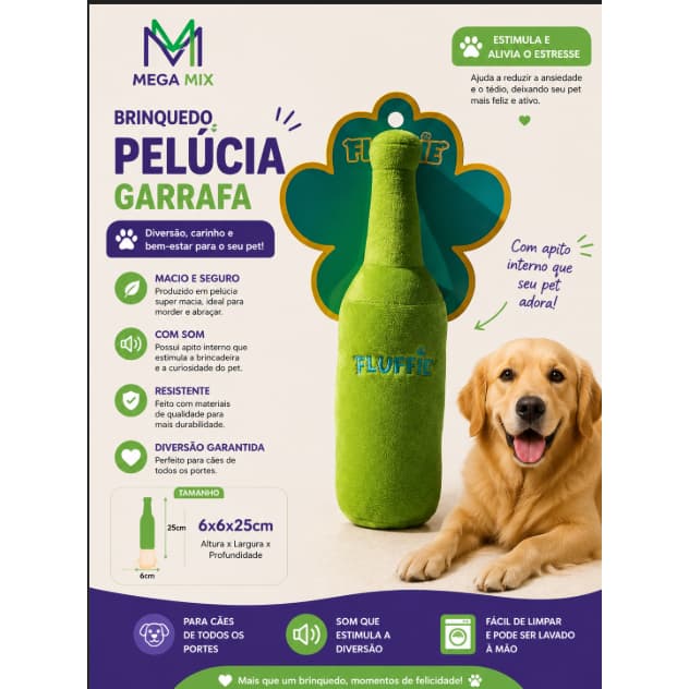 Brinquedo Pelucia Cerveja Pet  6X6X25CM