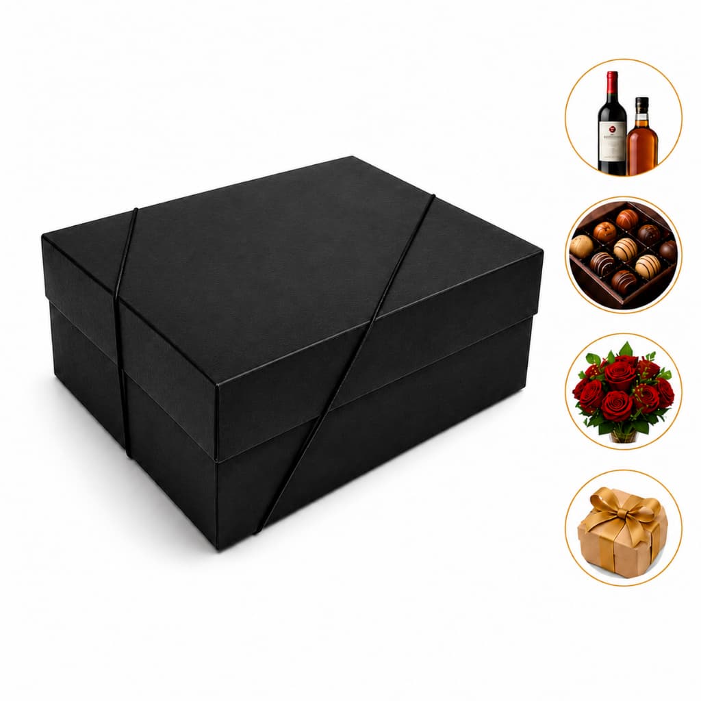 Caixa para Presente Premium 35x25x11cm – Ideal para Kits Personalizados (PRETO)