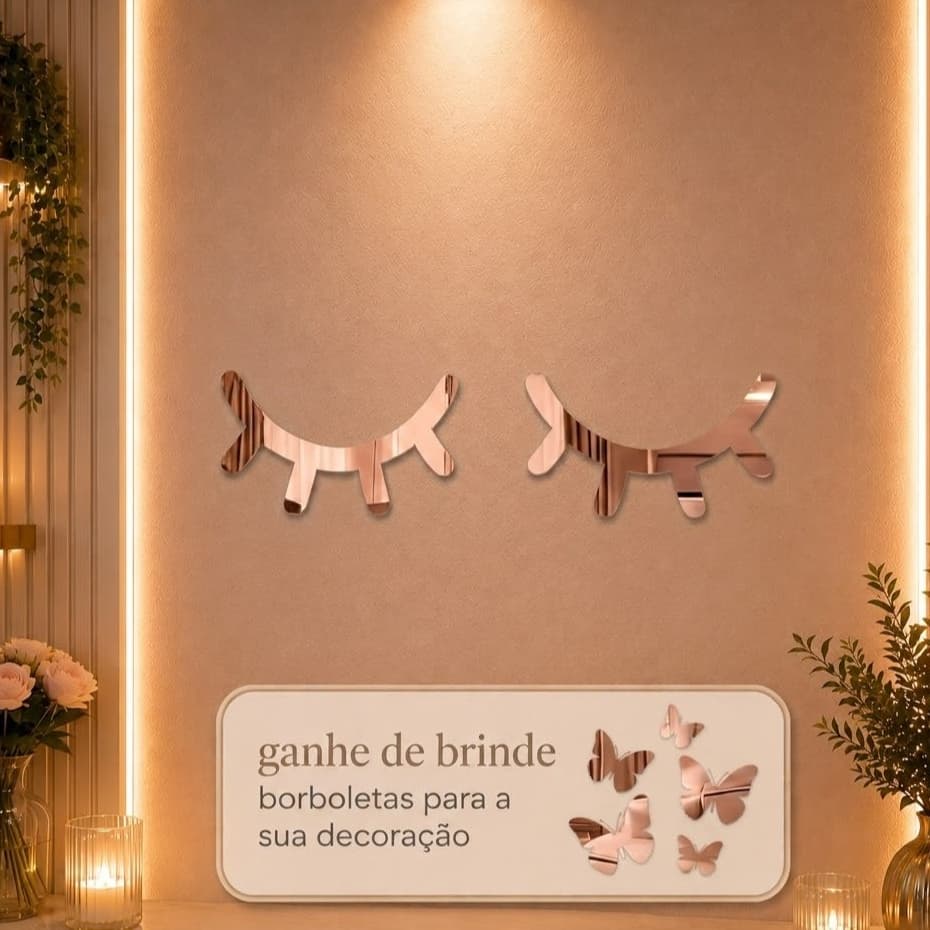 Cilios Em Acrílico Rosa Espelho Lash Designer Salão Decoração Com Borboletas