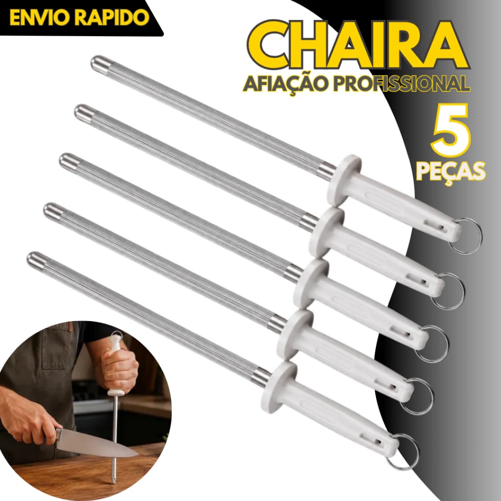 Kit 5, 3 ou 2un - Fuzil Chaira 10 Polegadas Afiador E Amolador De Facas Churrasco Premium