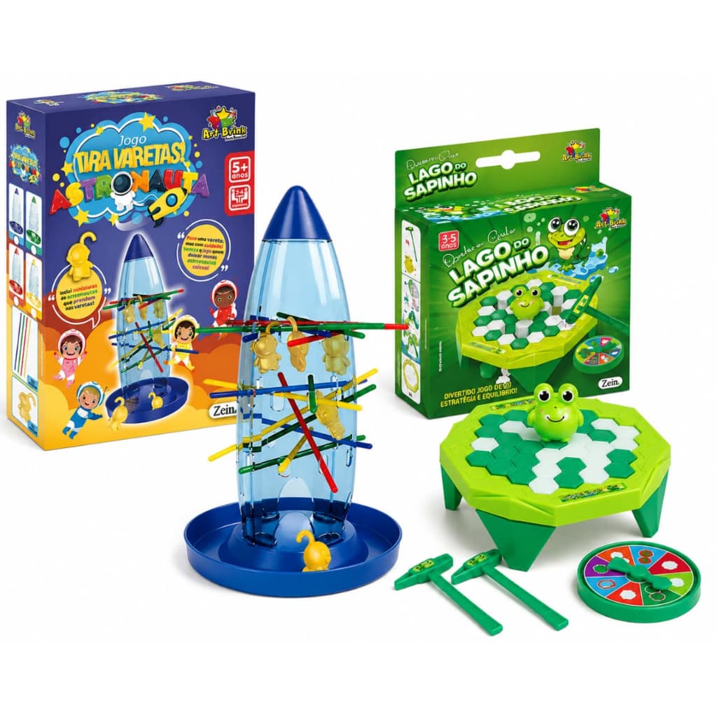 KIT 2 JOGOS(JOGO TIRA VARETA CAI ASTRONAUTA+MINI JOGO DO SAPINHO QUEBRA GELO)DIVERTIVO E INTERATIVO