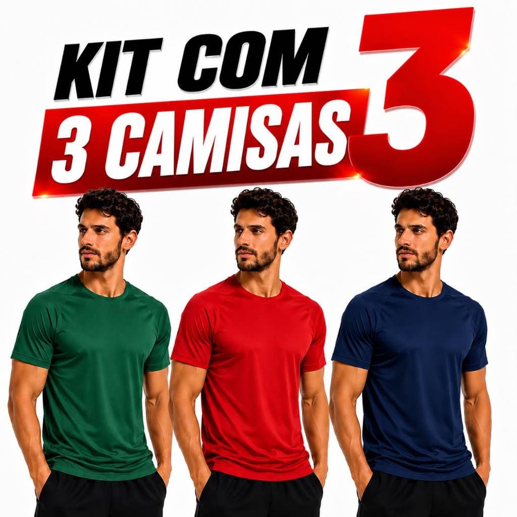 Kit 3 Camisas Dry Fit Masculina Academia Treino Esportiva Corre para Promoção