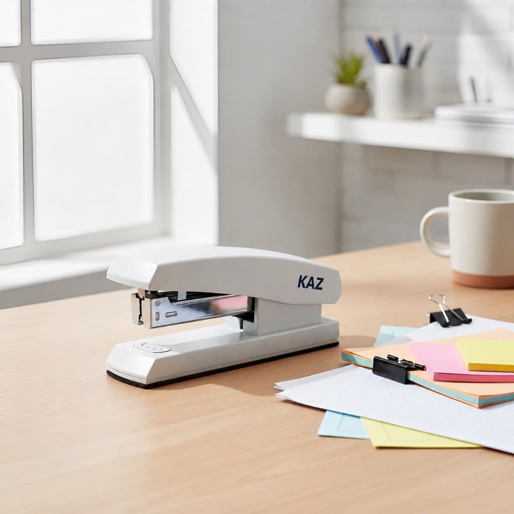 Grampeador De Mesa Kaz Resistente Compacto Escritório Escola Home Office Com 1000 Grampos