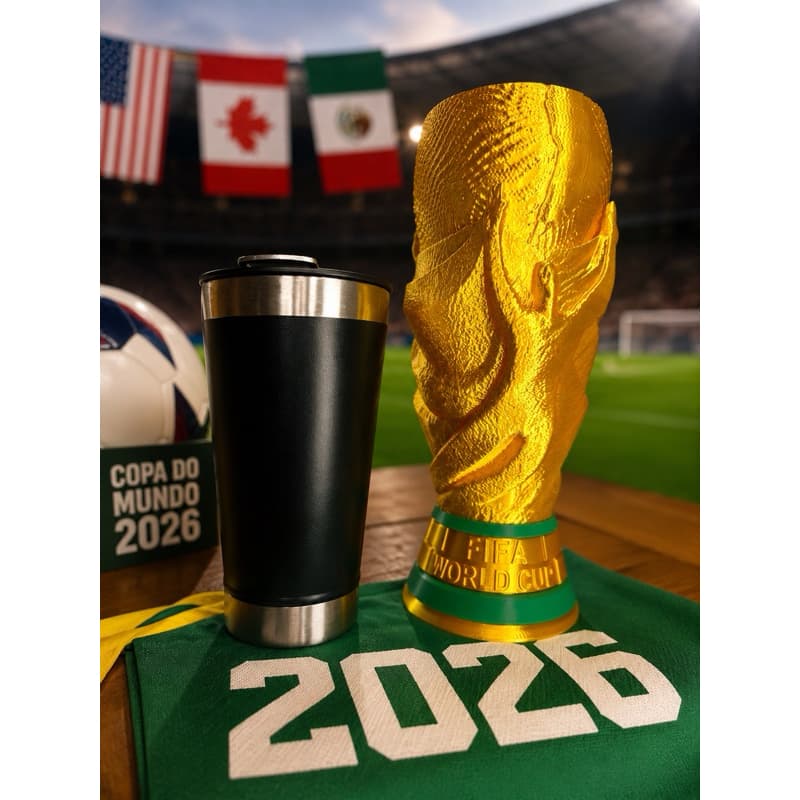 Porta-Copo Taça Copa do Mundo 473ml | Copo Térmico | Item Colecionável para Torcedores