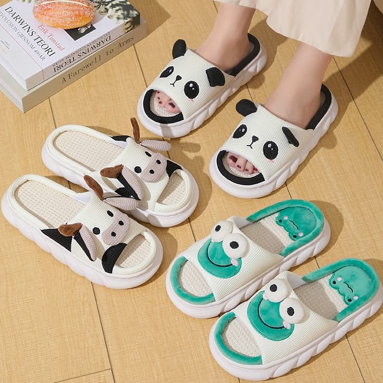 Promoção Pantufa Chinelo de Pelucia Feminio Masculino Menino Menina Bordado Vaca Sapo Panda Super Confortável