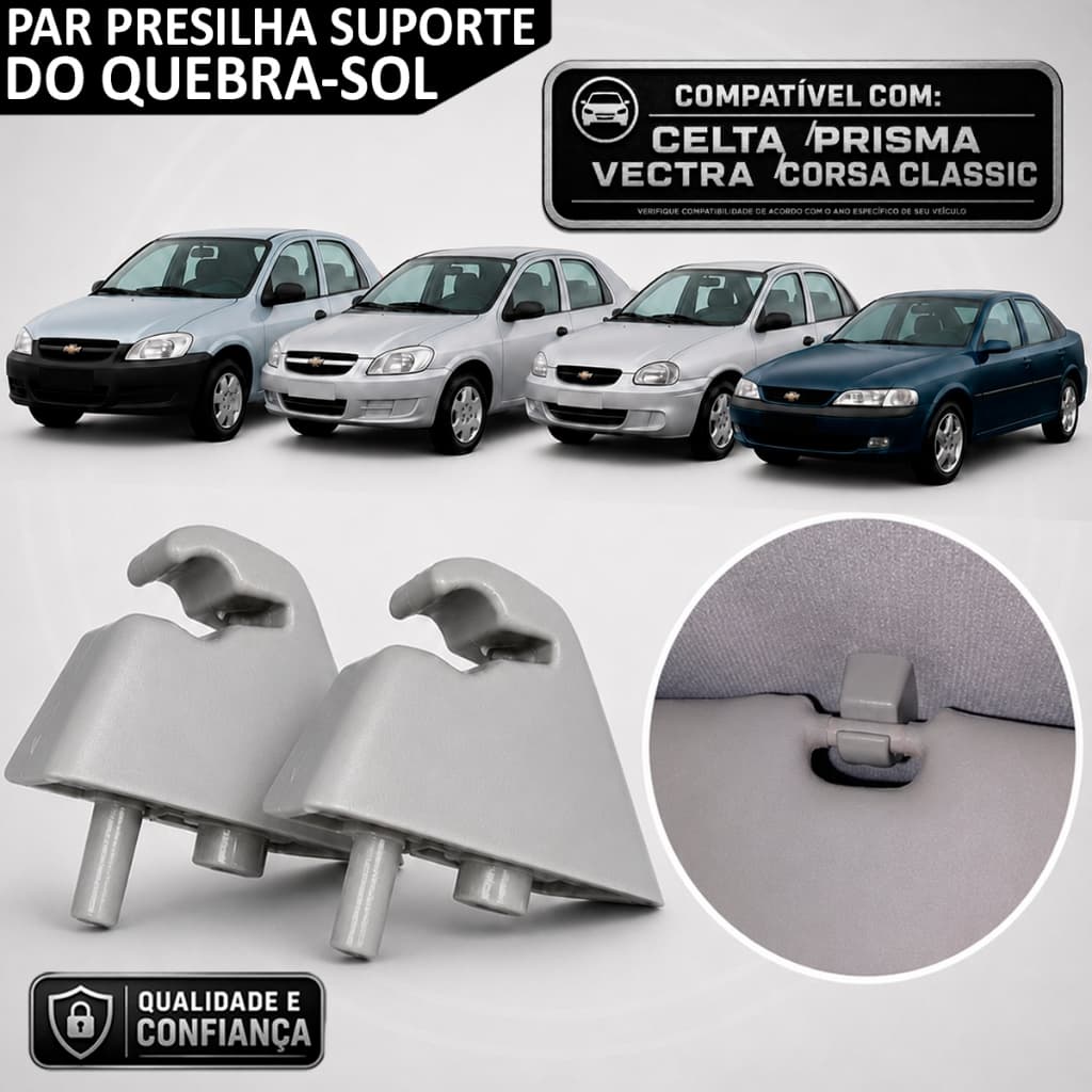 Par de Presilha Suporte do Quebra Sol Celta 02 a 16 Prisma 08 a 12 Corsa Classic 94 a 17 Vectra 94 a 2005