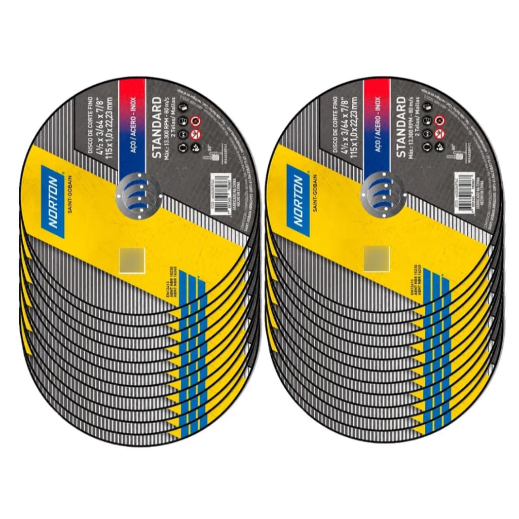 Disco De Corte  4 X 1/2pol X 1mm pequeno 115mm  Standard Norton Cor Amarelo