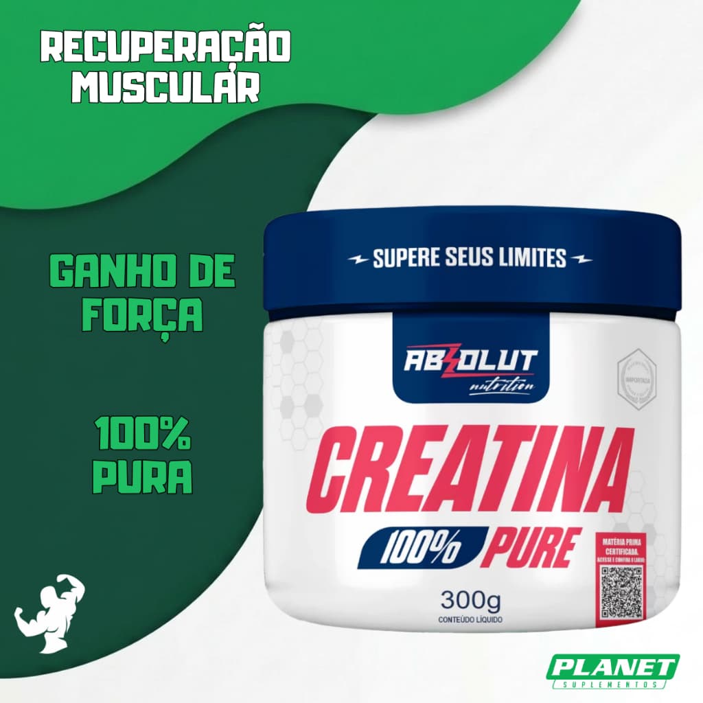 Creatina 300g Absolut Nutrition creatina monohidratada pura ganho de força resistência muscular