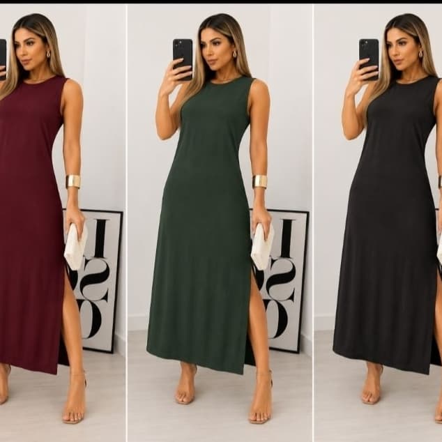 VESTIDO REGATA MIDI FEMININA SUPER CONFORTO