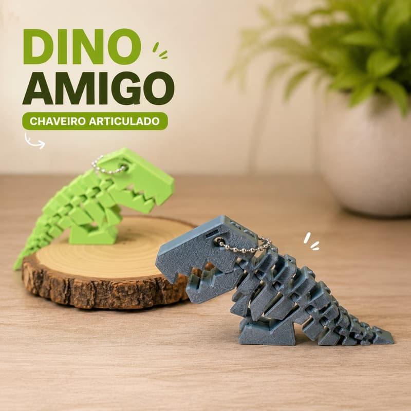 Chaveiro Dinossauro Articulado 3D Flexível Dino Amigo Portátil Infantil Antiestresse Lembrancinha Criativa Presenteou