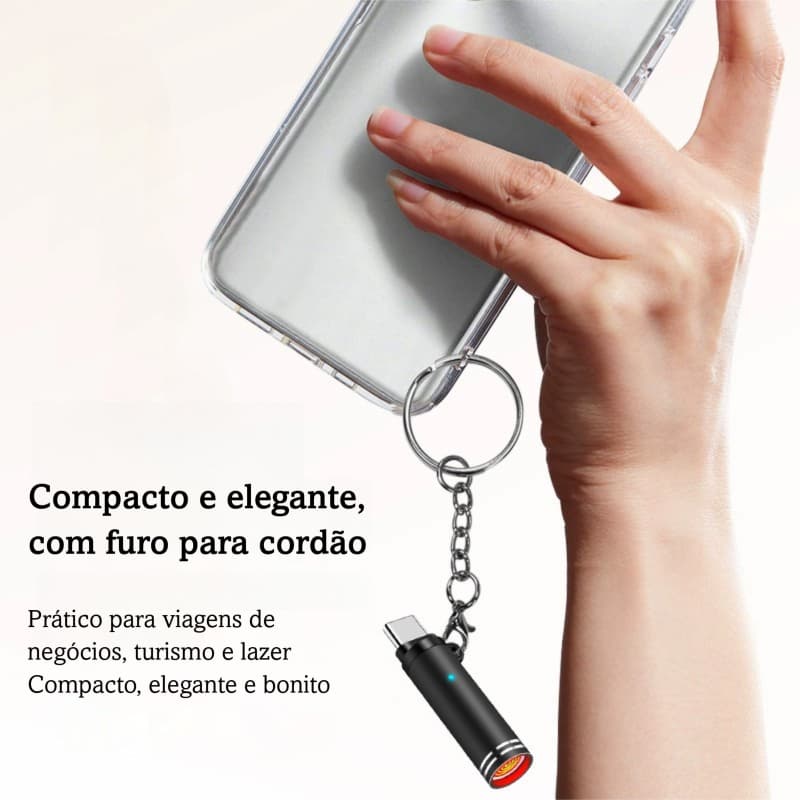 Aquecedor portátil ativado por sopro, design mini com chaveiro, sem gás e sem chama