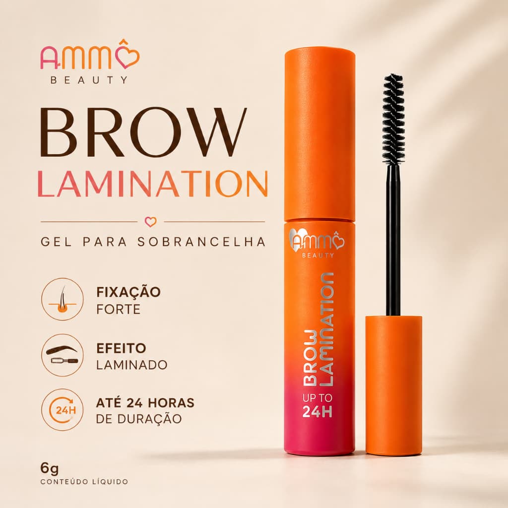 Gel Para Sobrancelha Brow Lamination Ammô Beauty 6g Fixação Forte Efeito Laminado