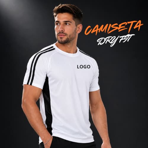 Camiseta Esportiva de Homem Masculina Treino Academia Corrida Tecido Poliéster Dry Fit