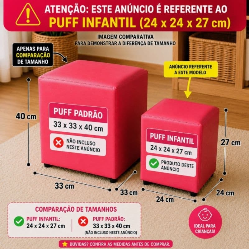 🧸 Puff Infantil Quadrado  – Conforto e Estilo para os Pequenos