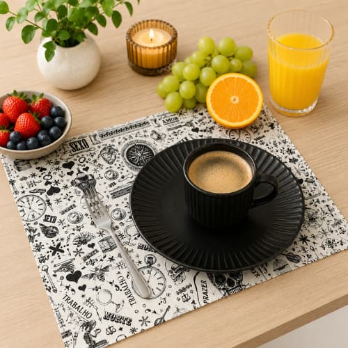 Jogo Americano 6 Peças Dupla Face Tecido Mesa Posta Elegante Decoração Mesa