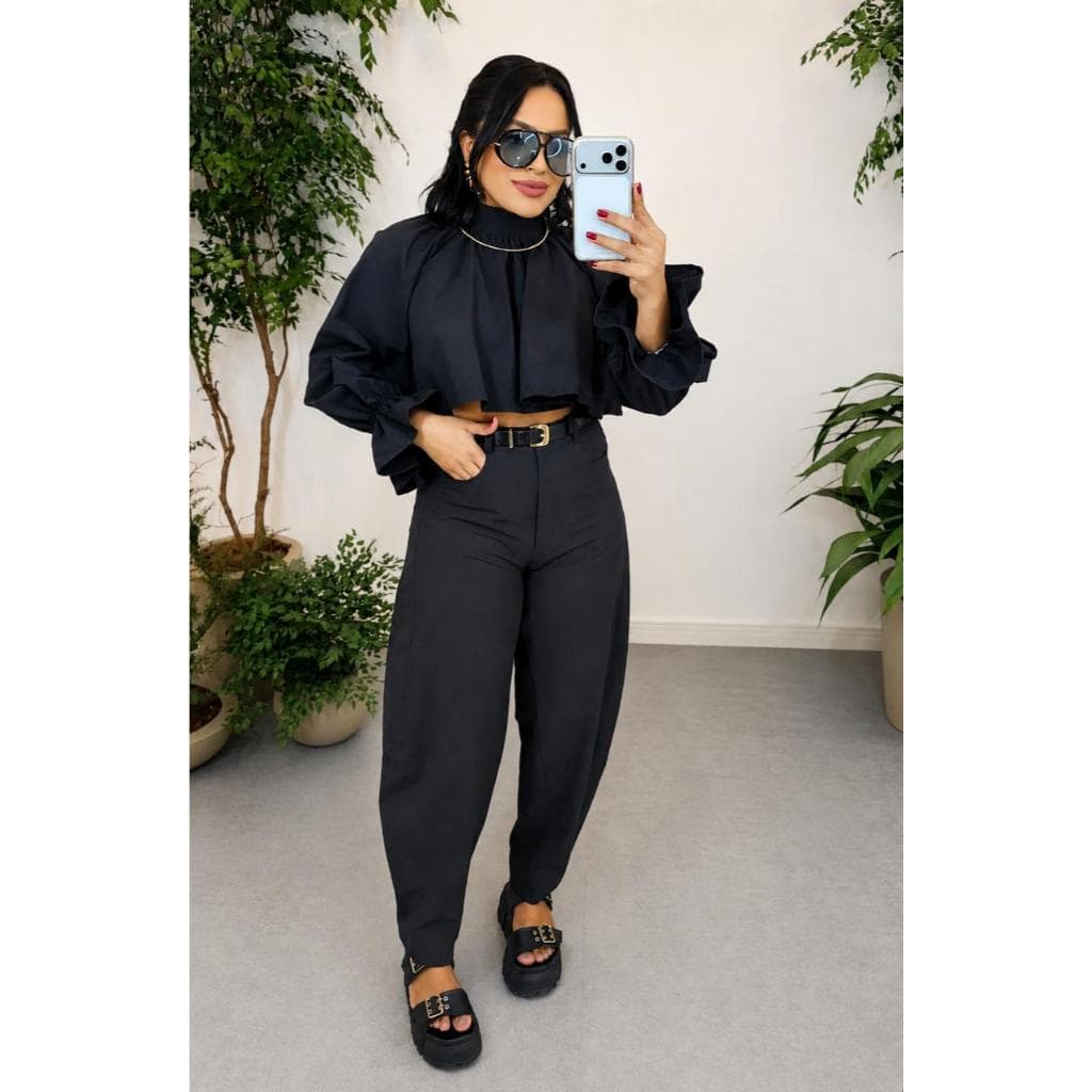 Calça Balloon Feminina Moda Estilosa Linho em Algodão