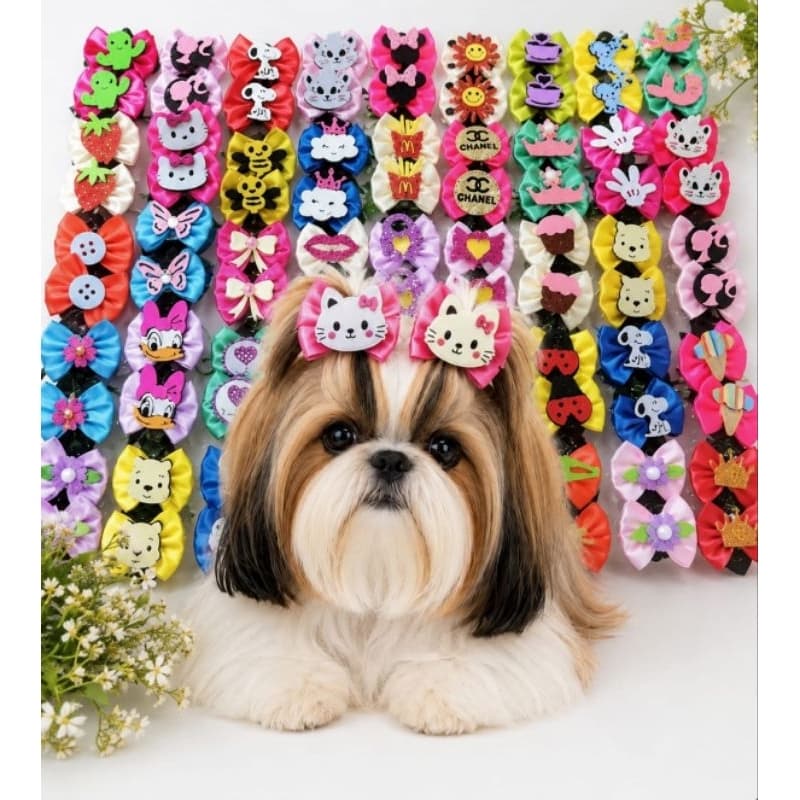 Laços pet cetim 4cm ( pacote com 50 unidades) 25 pares mesclado
