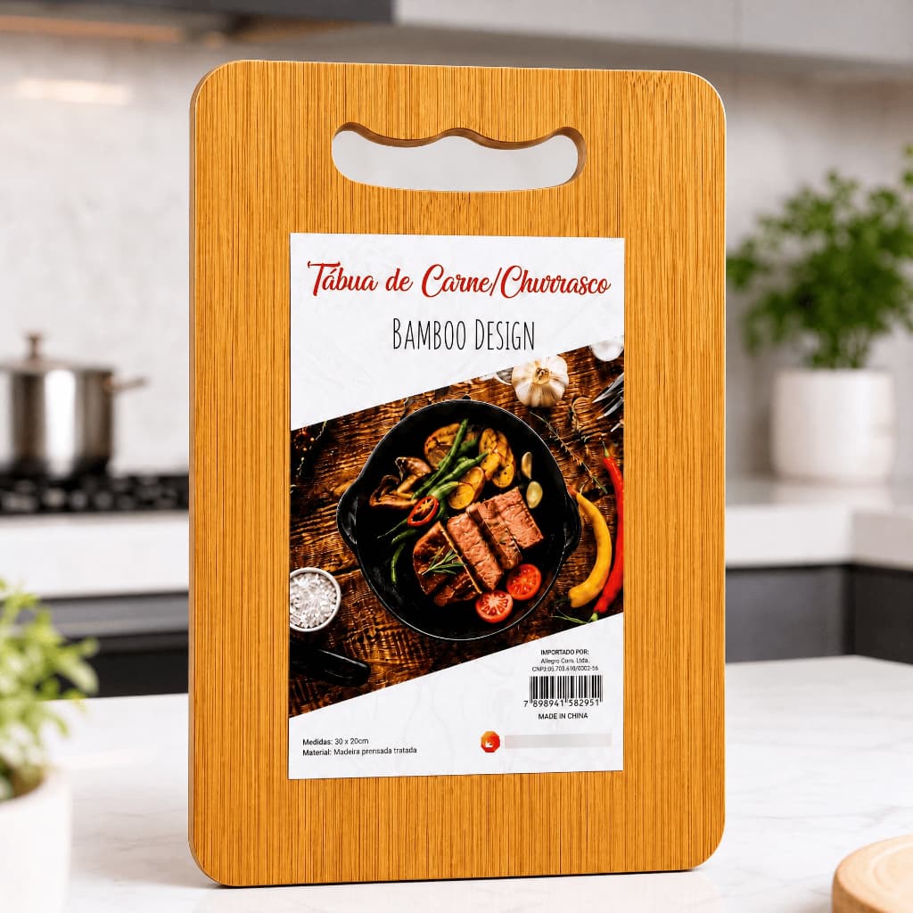 Tábua De Carne Bambu Design 30x20 Cozinha Churrasco Oferta