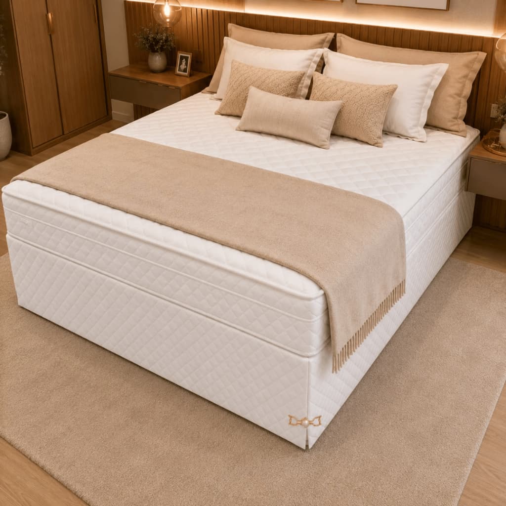 Saia Box Casal Padrao Matelada Com Pingente Luxo Box Bau Varias Cores